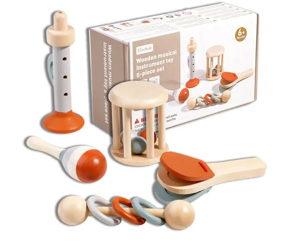 Instrumentos musicales de madera (6–12 meses)
