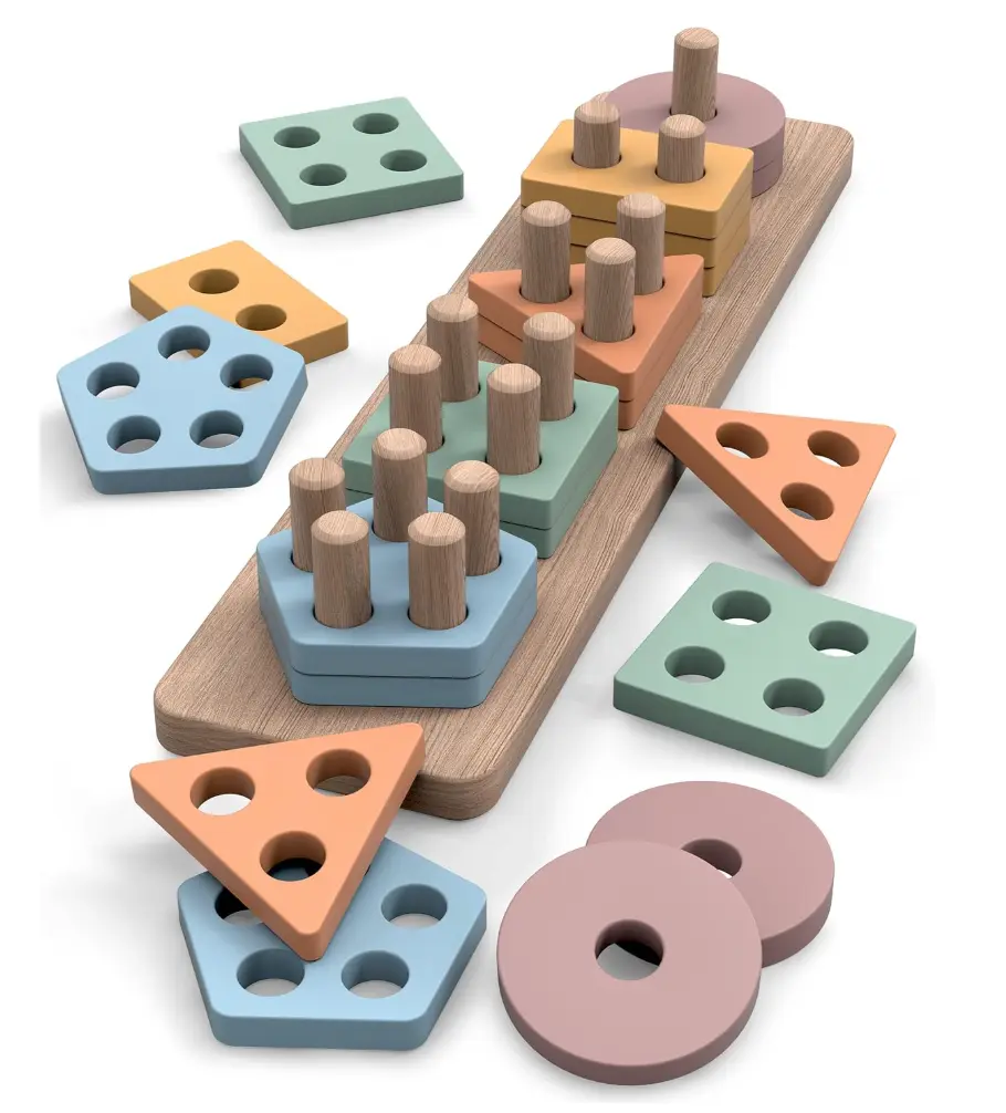 Tosekry – Set Montessori de clasificación en madera (6–12 meses)