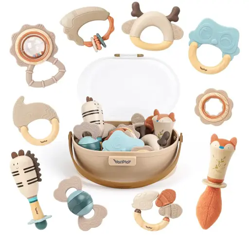 Set de Sonajeros y Mordedores Montessori para Bebés (0-12 meses)